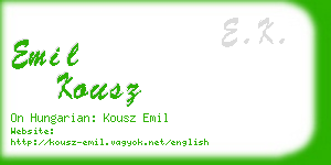 emil kousz business card